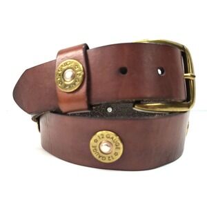 Nocona Belt Co 12 Guage Shotgun Shell Leather Belt Sz 32